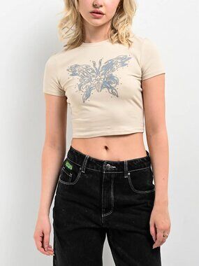 Zumiez Vitriol Lorena Buckle Back Beige Crop Top